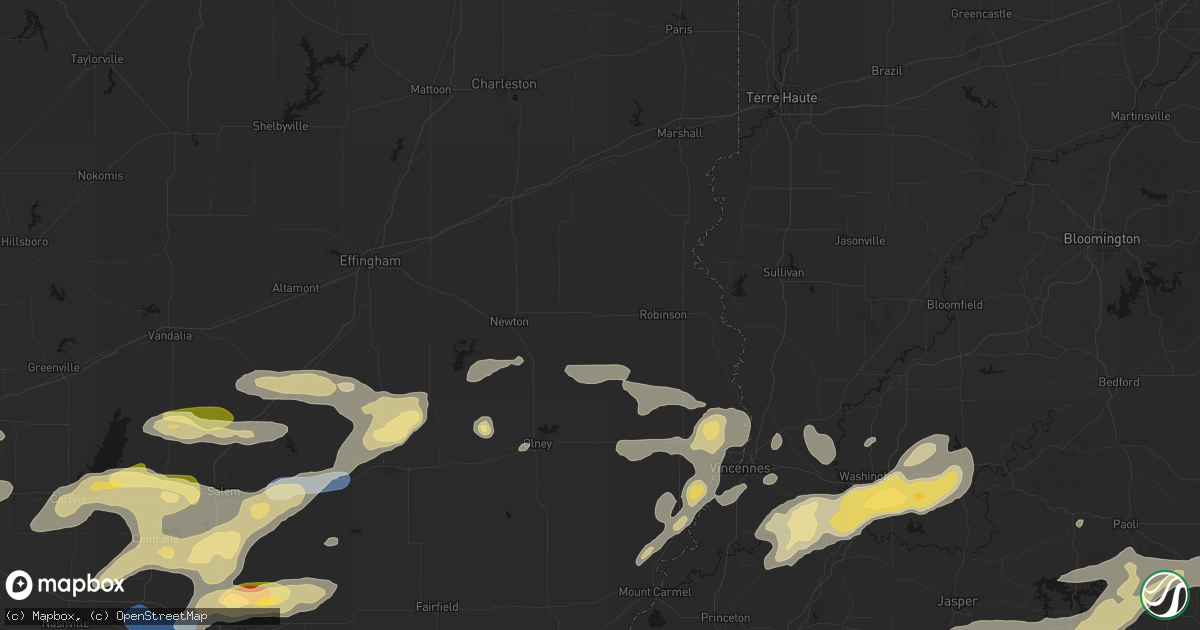 Hail map in Oblong, IL on May 16, 2026