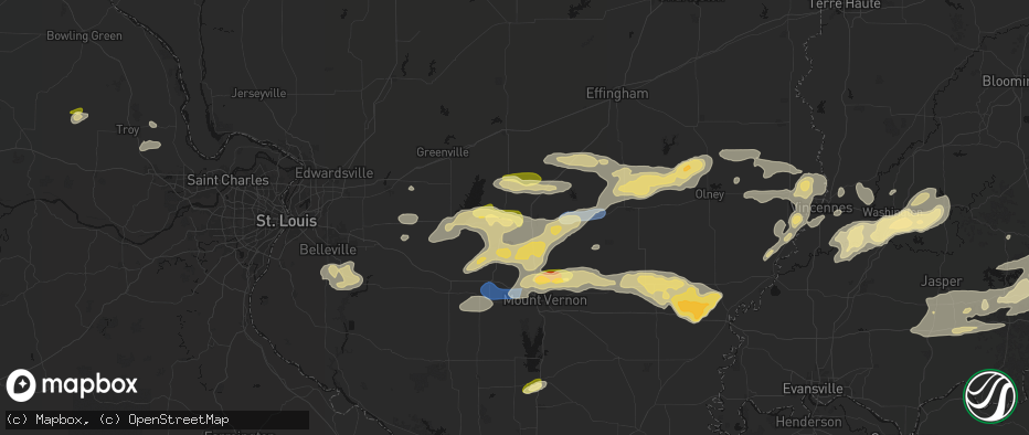 Hail map in Odin, IL on May 16, 2026