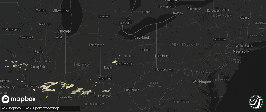 Hail map in Ohio on May 16, 2026