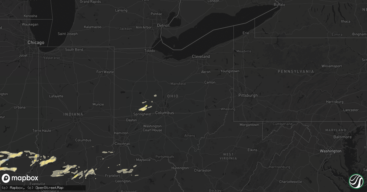 Hail map in Ohio on May 16, 2026