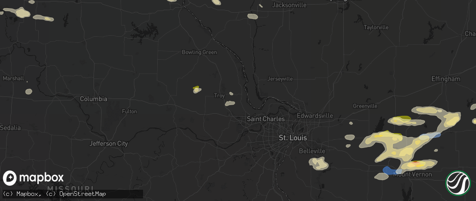 Hail map in Old Monroe, MO on May 16, 2026