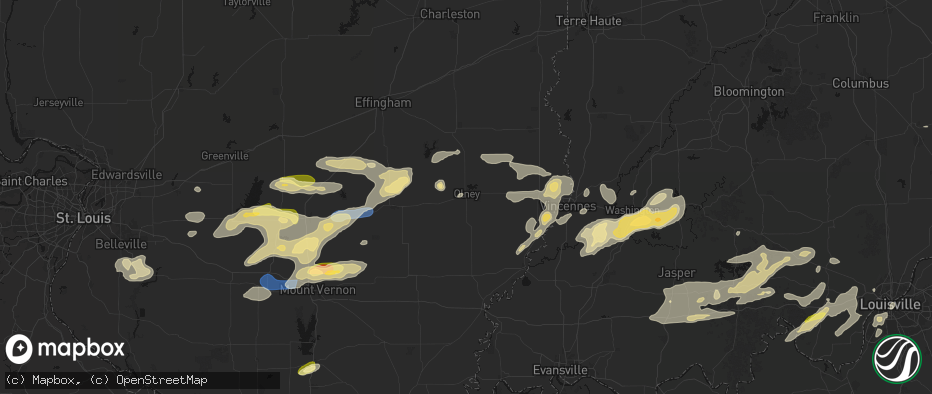 Hail map in Olney, IL on May 16, 2026
