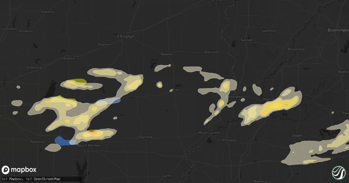 Hail map in Olney, IL on May 16, 2026