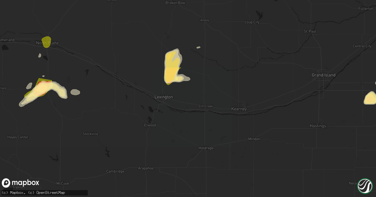 Hail map in Overton, NE on May 16, 2026