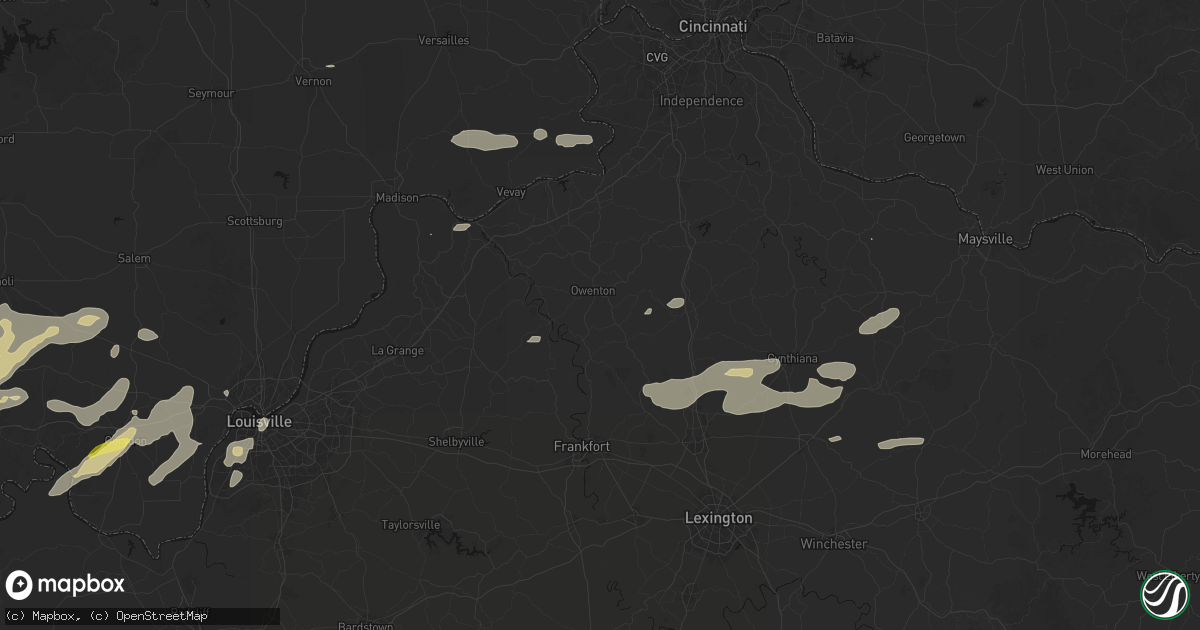 Hail map in Owenton, KY on May 16, 2026