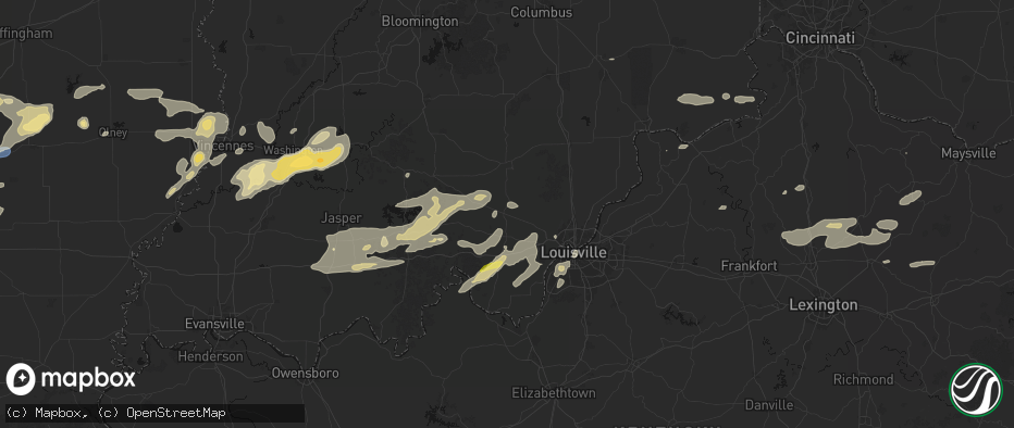 Hail map in Palmyra, IN on May 16, 2026