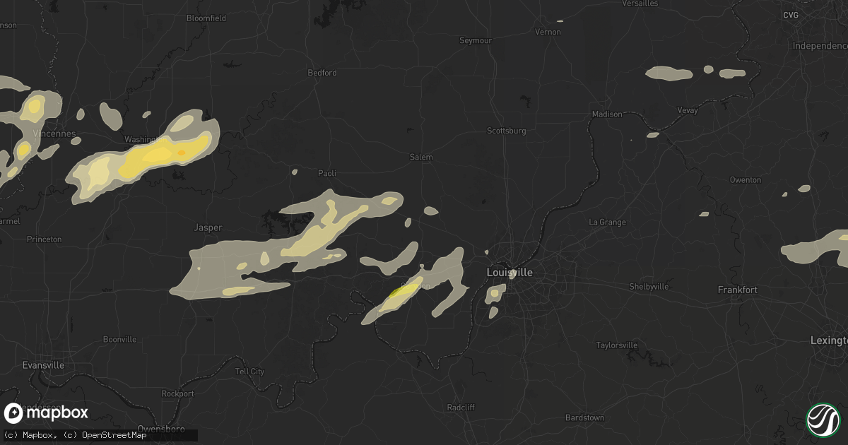Hail map in Palmyra, IN on May 16, 2026