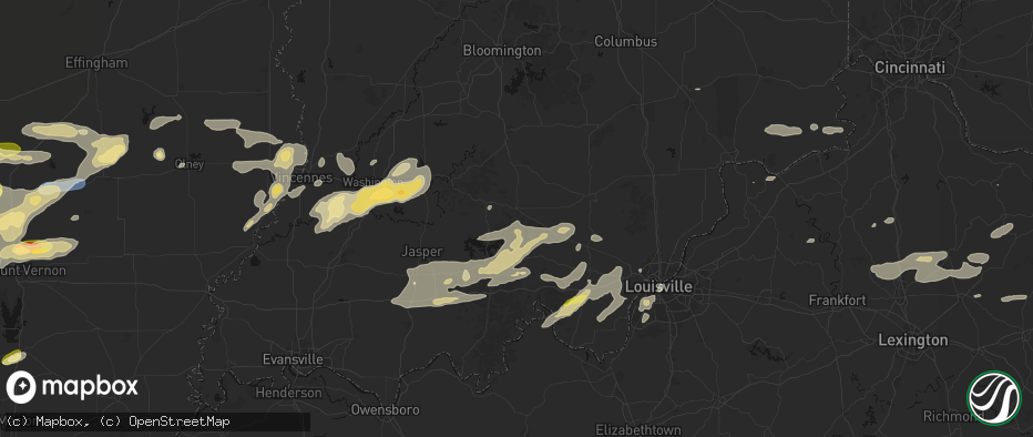 Hail map in Paoli, IN on May 16, 2026