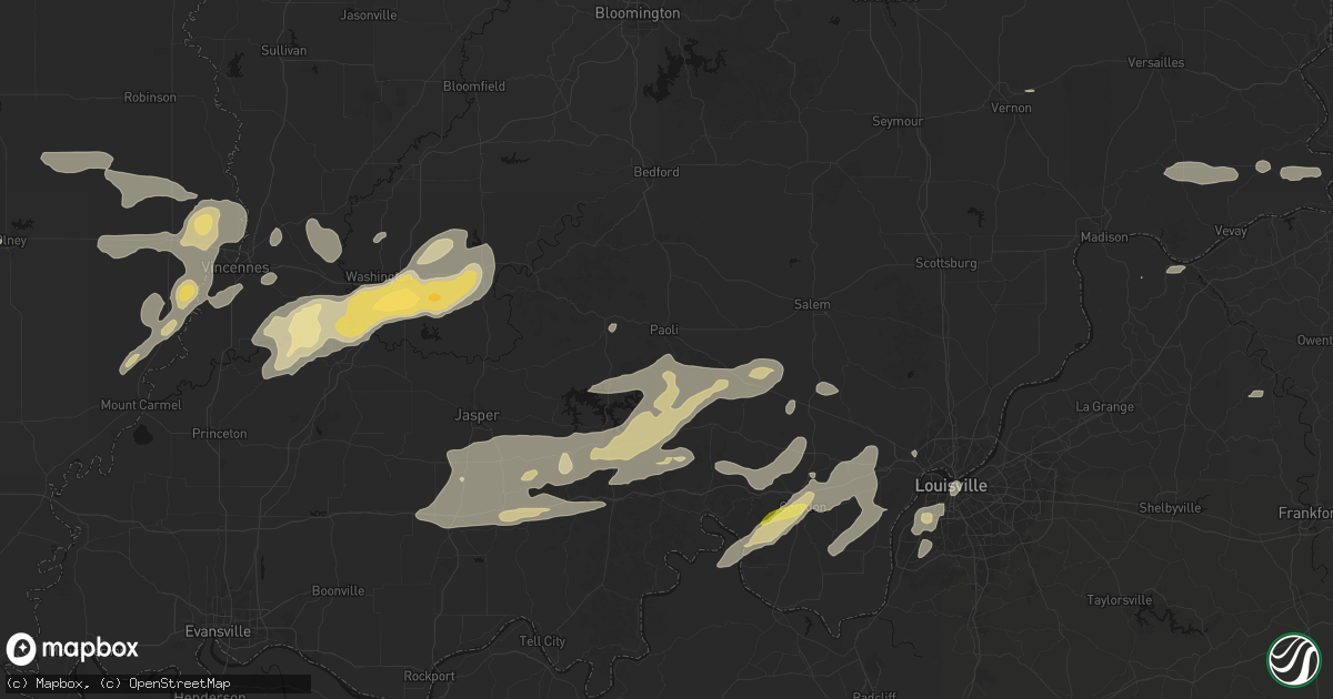Hail map in Paoli, IN on May 16, 2026