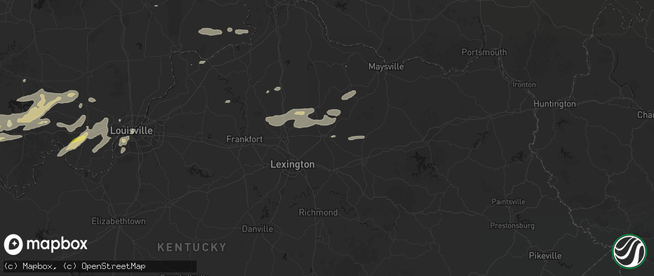 Hail map in Paris, KY on May 16, 2026