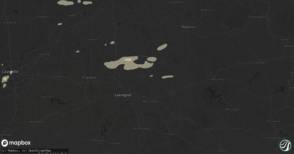 Hail map in Paris, KY on May 16, 2026