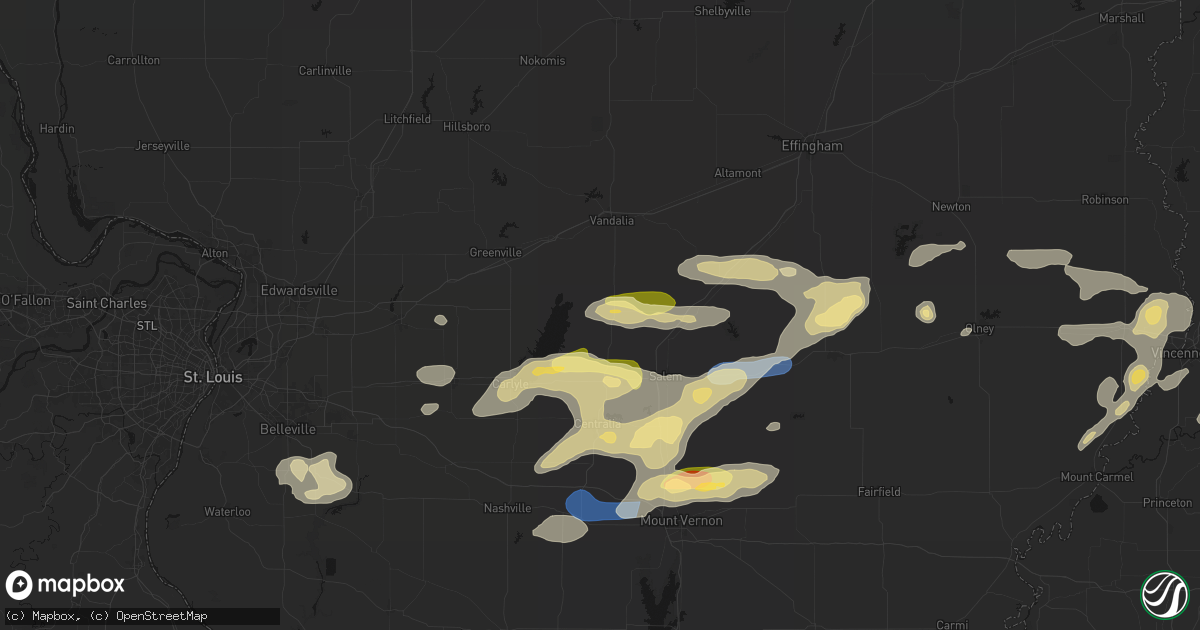 Hail map in Patoka, IL on May 16, 2026