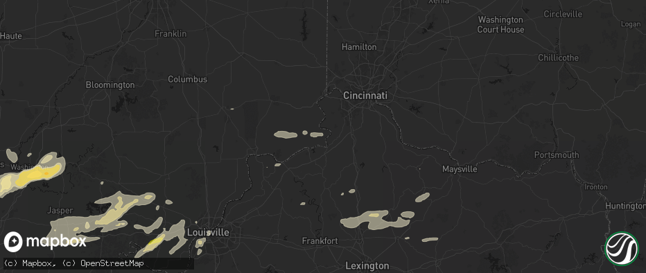 Hail map in Patriot, IN on May 16, 2026