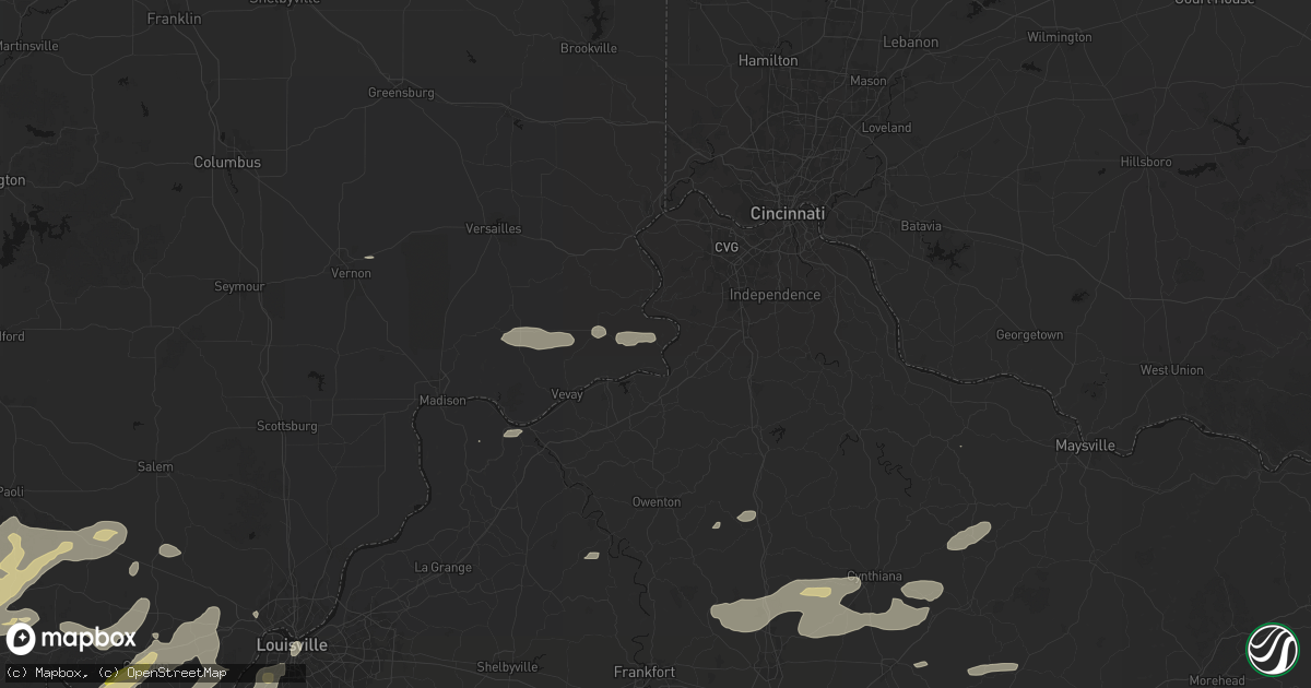 Hail map in Patriot, IN on May 16, 2026