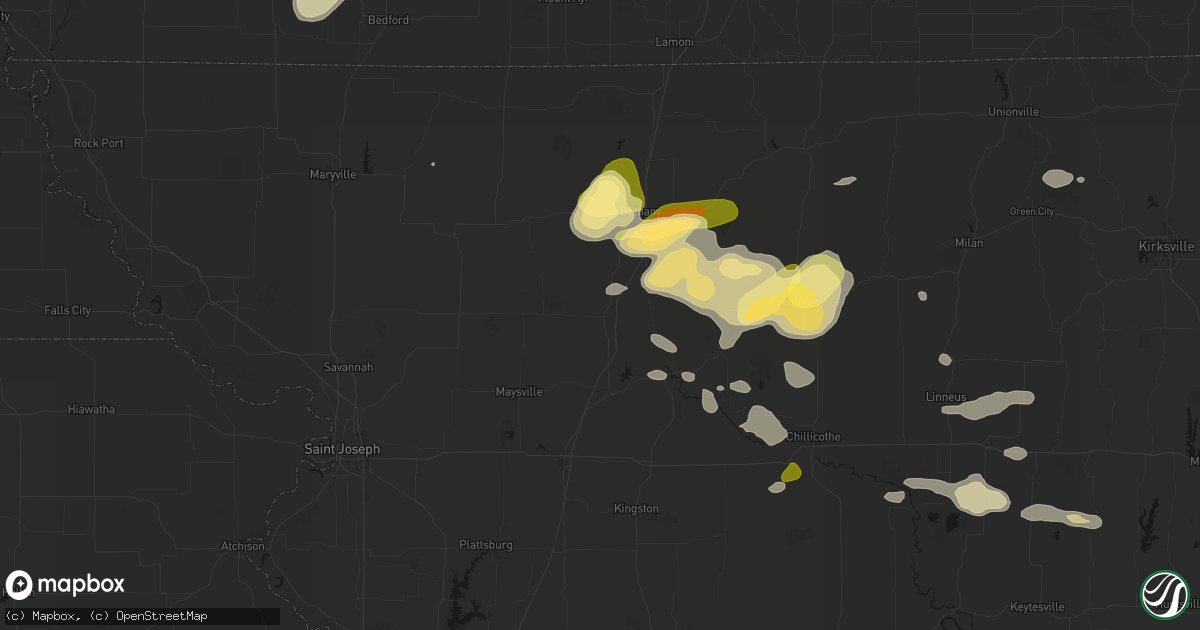 Hail map in Pattonsburg, MO on May 16, 2026