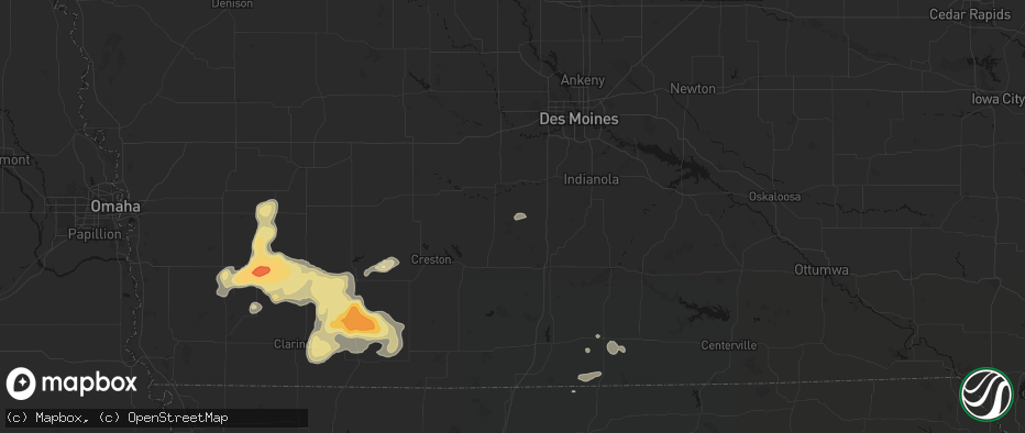 Hail map in Peru, IA on May 16, 2026