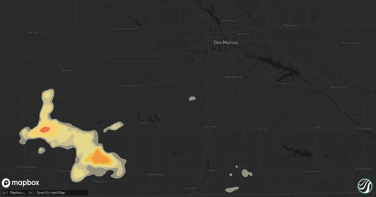 Hail map in Peru, IA on May 16, 2026