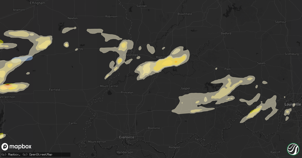Hail map in Petersburg, IN on May 16, 2026
