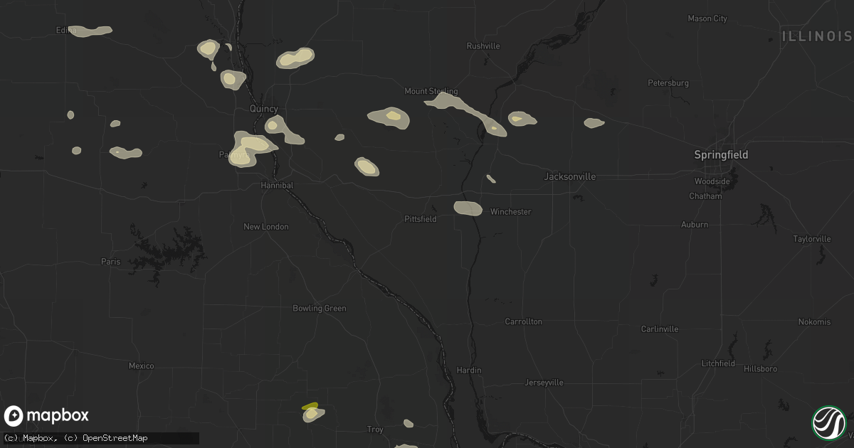 Hail map in Pittsfield, IL on May 16, 2026