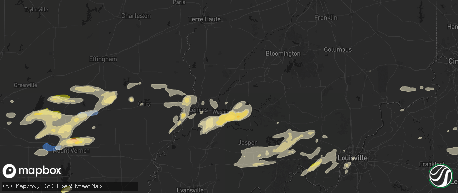 Hail map in Plainville, IN on May 16, 2026