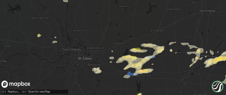 Hail map in Pocahontas, IL on May 16, 2026