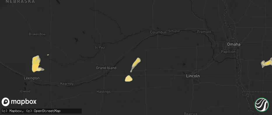 Hail map in Polk, NE on May 16, 2026