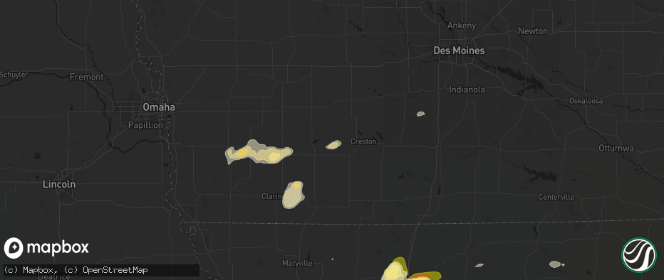Hail map in Prescott, IA on May 16, 2026