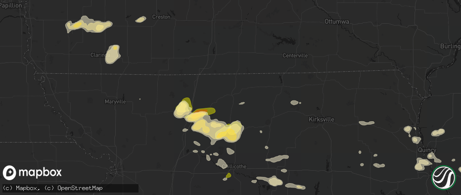 Hail map in Princeton, MO on May 16, 2026