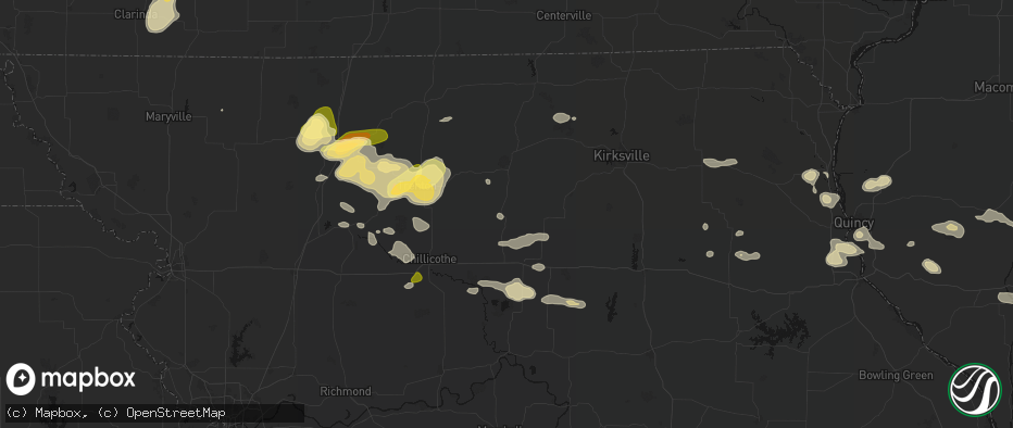 Hail map in Purdin, MO on May 16, 2026