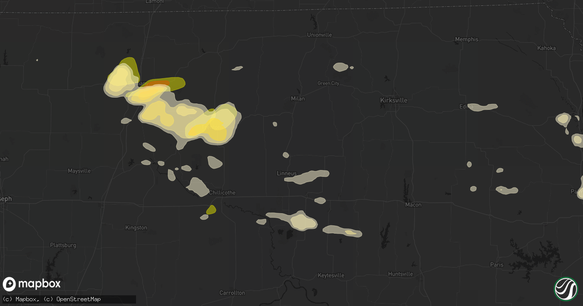 Hail map in Purdin, MO on May 16, 2026