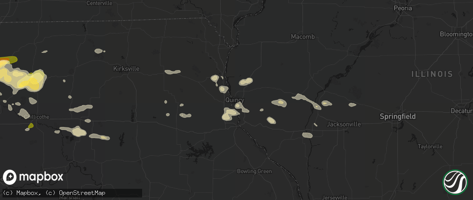 Hail map in Quincy, IL on May 16, 2026