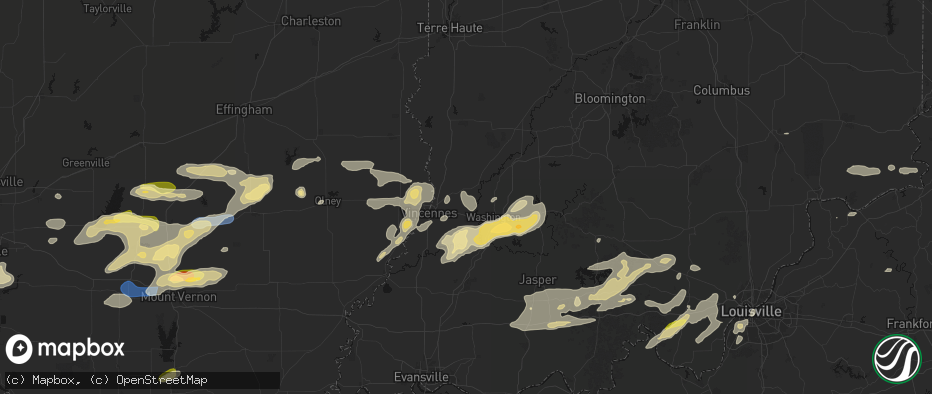 Hail map in Ragsdale, IN on May 16, 2026
