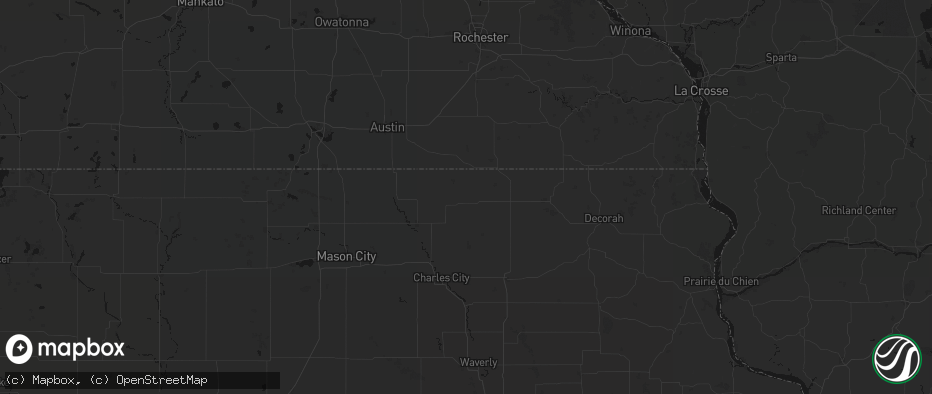 Hail map in Riceville, IA on May 16, 2026