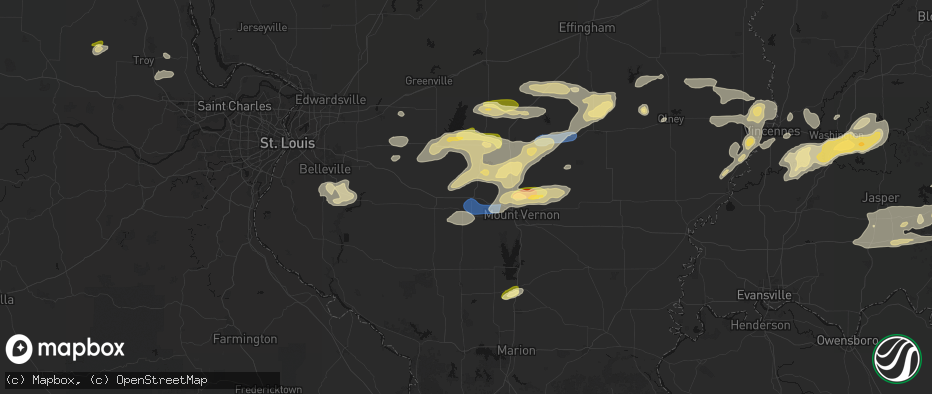 Hail map in Richview, IL on May 16, 2026