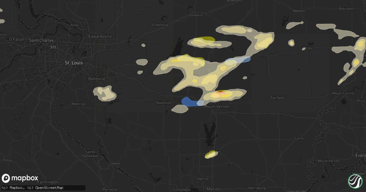 Hail map in Richview, IL on May 16, 2026