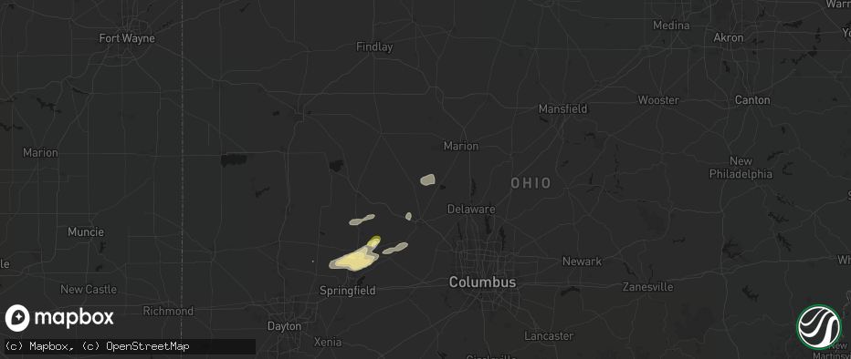 Hail map in Richwood, OH on May 16, 2026
