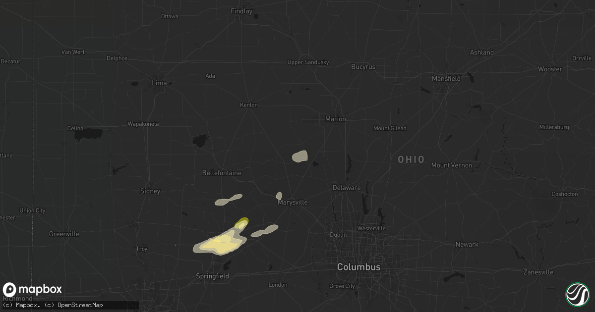 Hail map in Richwood, OH on May 16, 2026