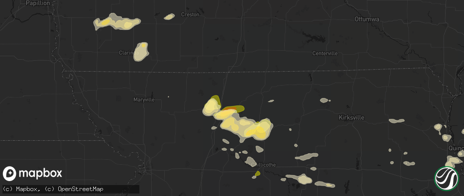 Hail map in Ridgeway, MO on May 16, 2026