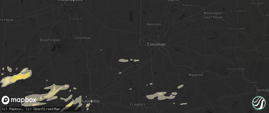 Hail map in Rising Sun, IN on May 16, 2026