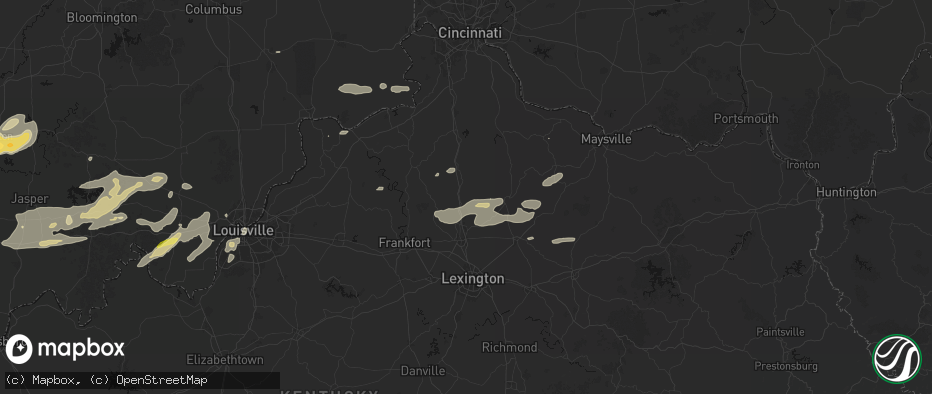 Hail map in Sadieville, KY on May 16, 2026