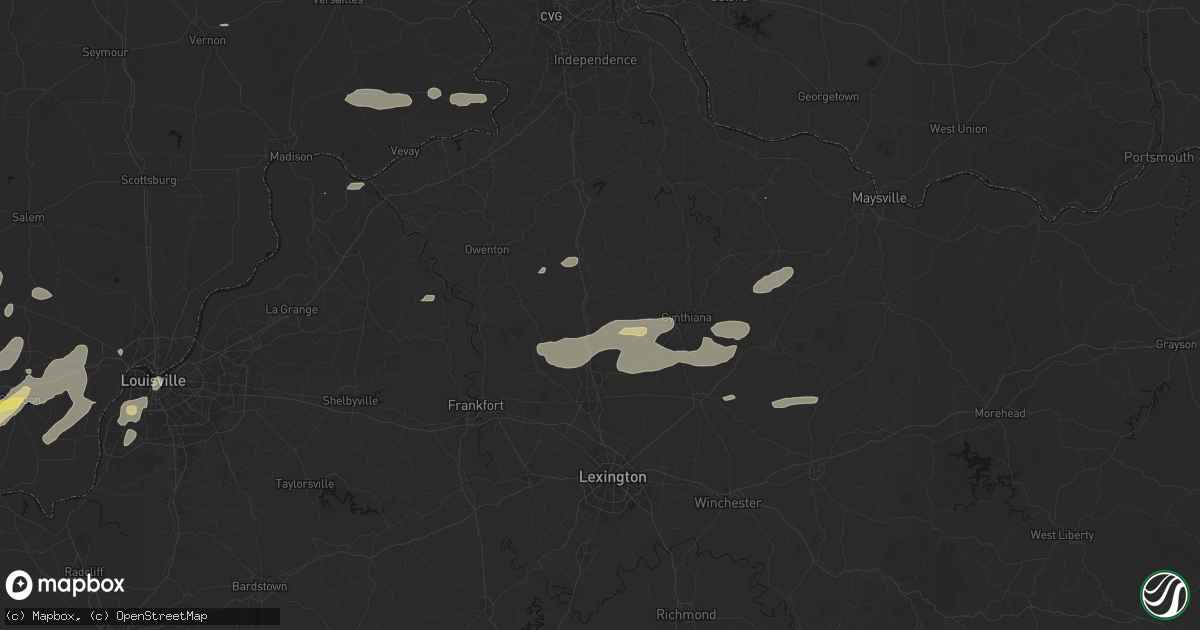 Hail map in Sadieville, KY on May 16, 2026