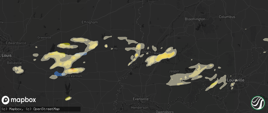 Hail map in Saint Francisville, IL on May 16, 2026
