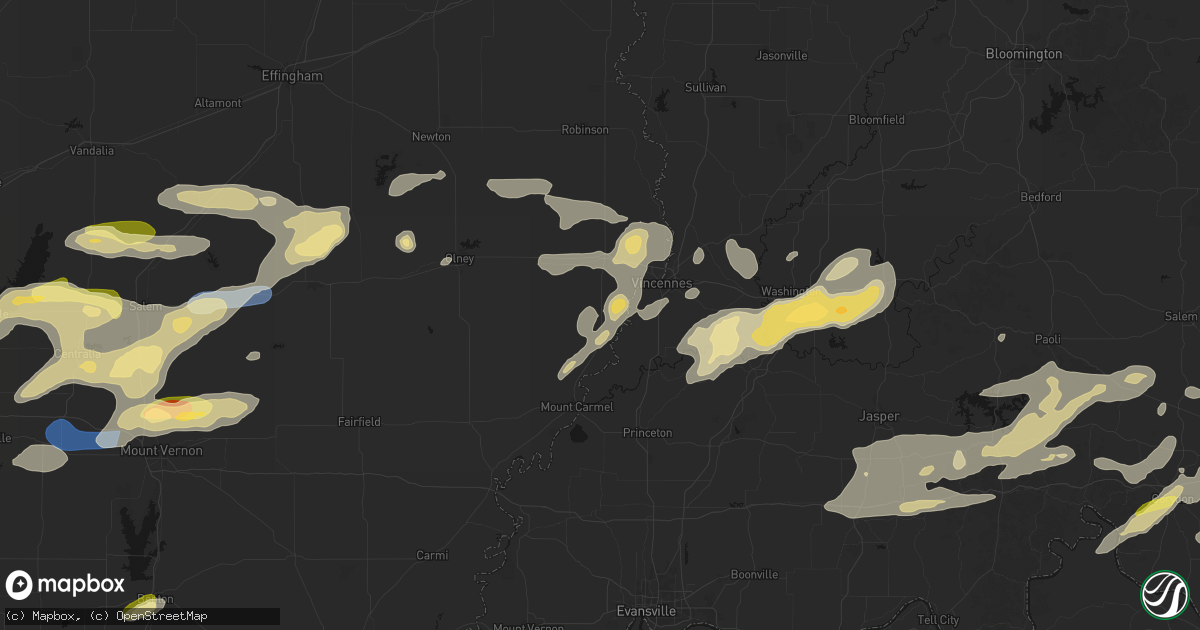 Hail map in Saint Francisville, IL on May 16, 2026