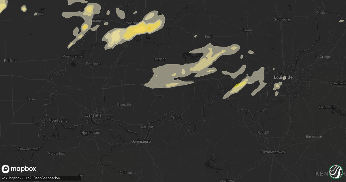 Hail map in Saint Meinrad, IN on May 16, 2026