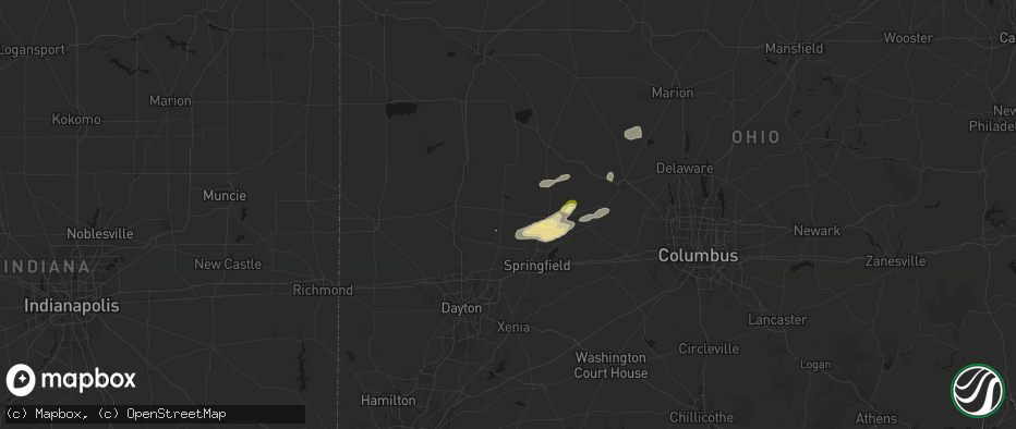 Hail map in Saint Paris, OH on May 16, 2026