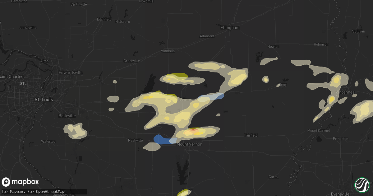 Hail map in Salem, IL on May 16, 2026