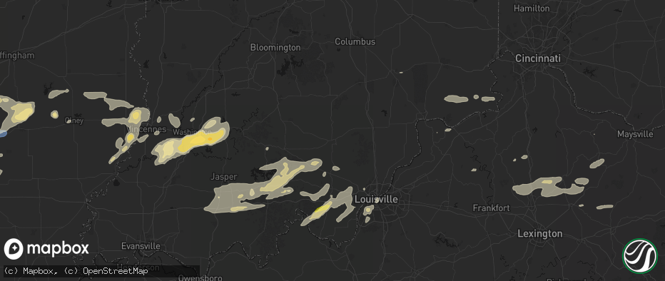 Hail map in Salem, IN on May 16, 2026