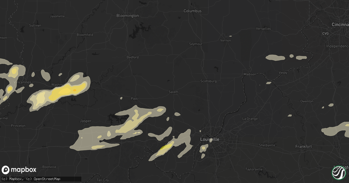Hail map in Salem, IN on May 16, 2026