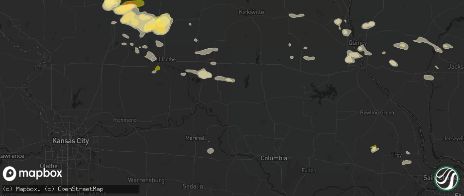 Hail map in Salisbury, MO on May 16, 2026