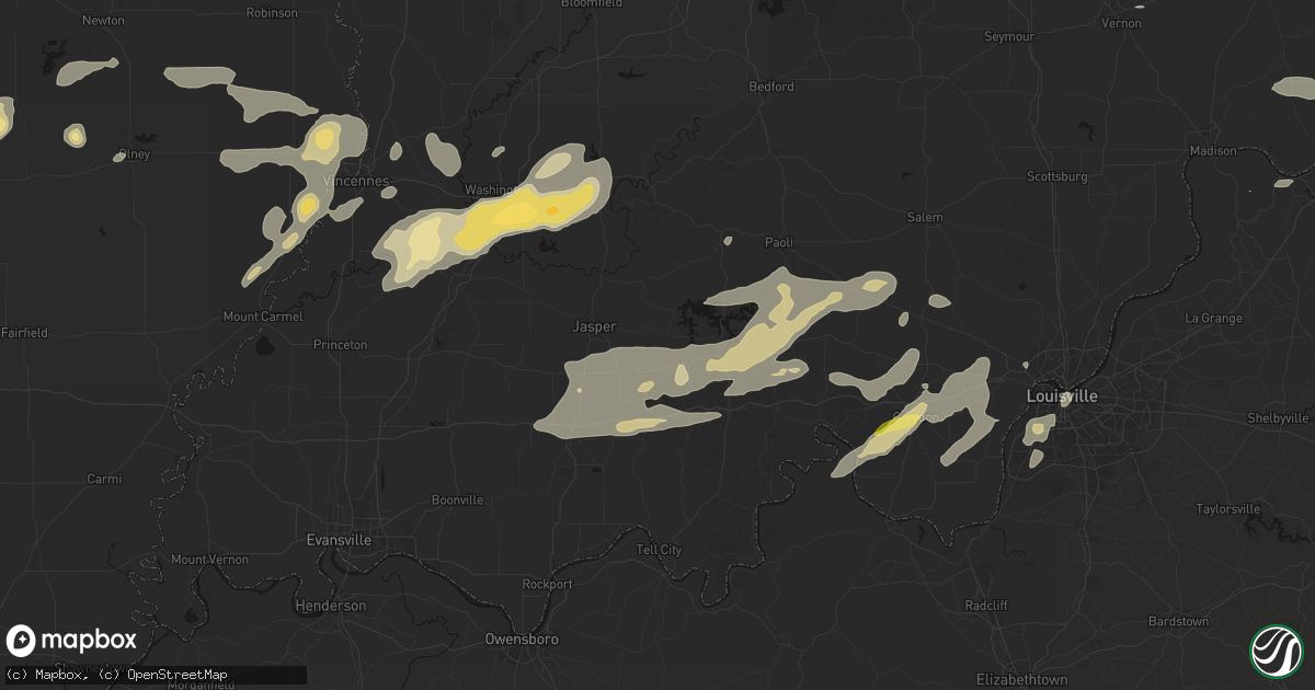 Hail map in Schnellville, IN on May 16, 2026